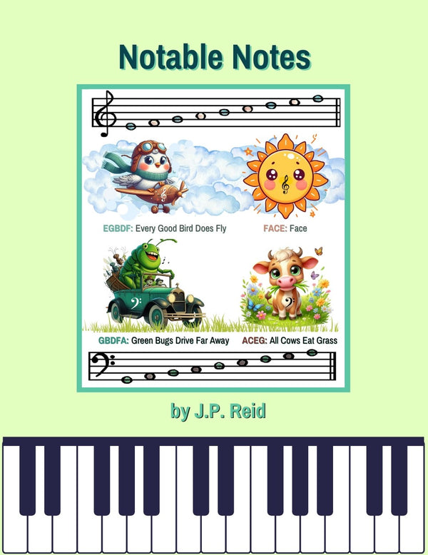 Notable Notes Teacher Edition book cover — piano note reading curriculum by J.P. Reid